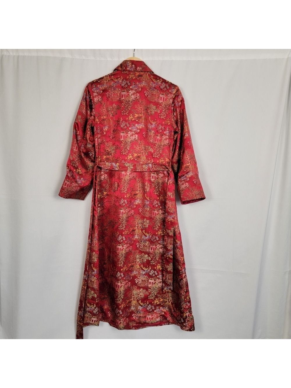 Vintage Kimono Robe Red Brocade Robe #3003 - Picture 4 of 14
